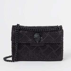 Kurt Geiger Mini Crystal Kensington Black Embellished Stain Cross Body Bag New.